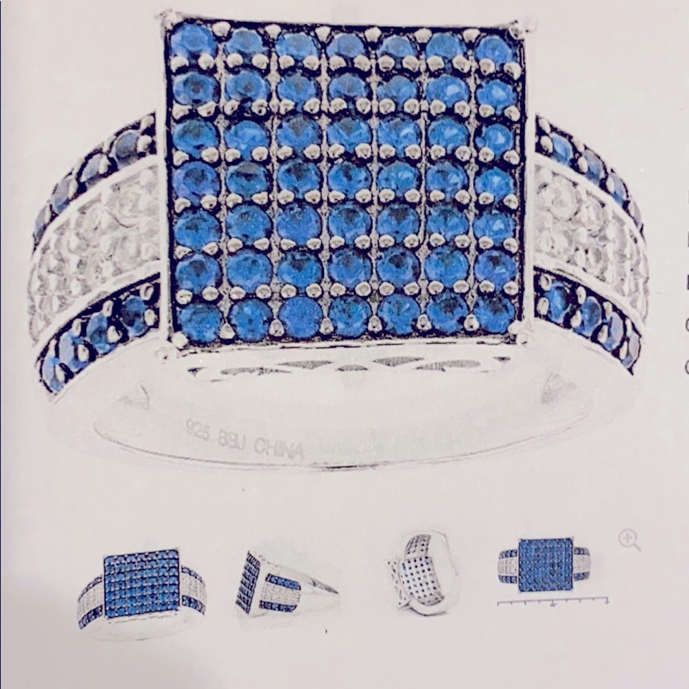 Lab Created Blue Spinel with White Zircon Ring